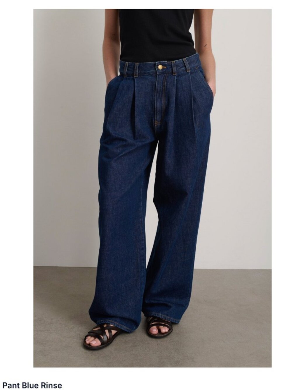 B SIDES Pleated Denim in Blue Rinse
